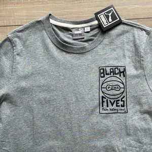NWT Puma Basketball Black Fives Make History Now Don’t Flinch Gray T-Shirt Men L